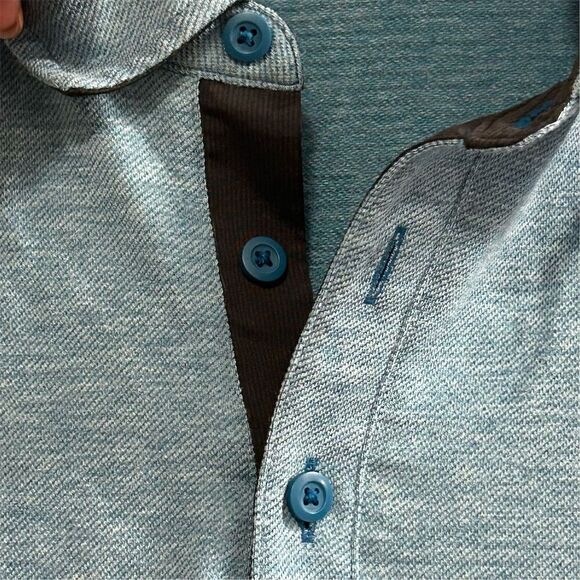 Lululemon Men's Blue Heathered Polo Shirt See Measurements Short Sleeve Casual - Picture 6 of 10